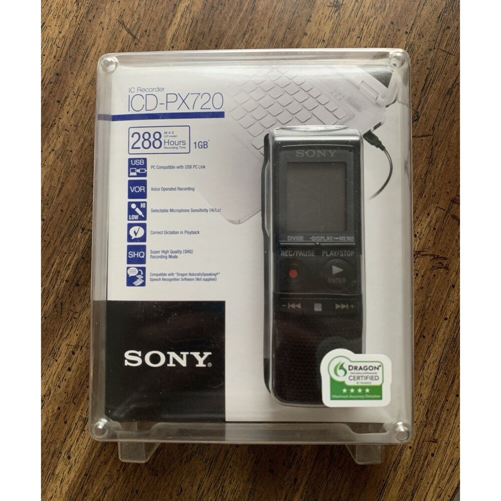Sony ICD-PX720 Digital Handheld Portable Voice Recorder Dragon 1GB 288 Hour NOB